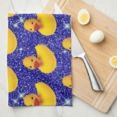 ゴムダッおもしろいクスイエローダッキーファーム動物愛好家 キッチンタオル (四つ折り)