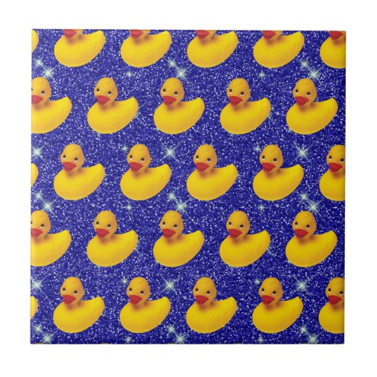 ゴムダッおもしろいクスイエローダッキーファーム動物愛好家 タイル (正面)