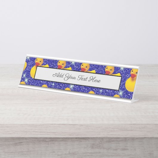 ゴムダッおもしろいクスイエローダッキーファーム動物愛好家 デスクネームプレート (正面)