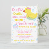 ゴムダッキー誕生日招待状、ゴムダッキー(アヒルちゃん) 招待状 (スタンド正面)