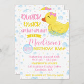 ゴムダッキー誕生日招待状、ゴムダッキー(アヒルちゃん) 招待状 (正面/裏面)