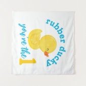 ゴムダッキー（アヒルちゃん）あなたはの一つの誕生日の背景 タペストリー (正面(横))