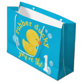 ゴムダッキー（アヒルちゃん）あなたはの1歳の誕生日 ラージペーパーバッグ (正面アングル)