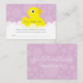 ゴムダッキー（アヒルちゃん）おむつラッフルチケット-薄紫 エンクロージャーカード (正面/裏面)