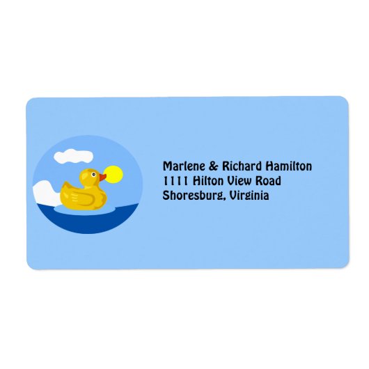 ゴムダッキー（アヒルちゃん）が泳ぐ ラベル (正面)