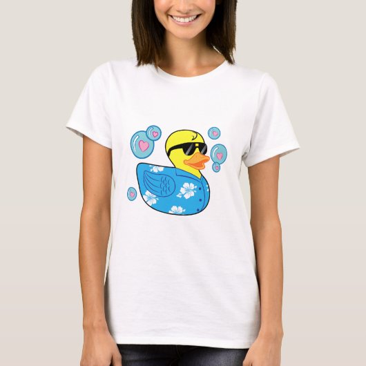 ゴムダッキー（アヒルちゃん）のハワイアンシャツと泡付き Tシャツ (正面)