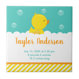 ゴムダッキー（アヒルちゃん）の黄色と緑の誕生統計 タイル