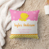 ゴムダッキー(アヒルちゃん)イエローおよびピンク誕生統計 クッション (ブランケット)