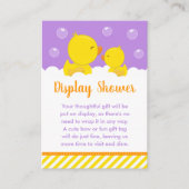 ゴムダッキー(アヒルちゃん)イエローとパープルディスプレイシャワー エンクロージャーカード (正面)