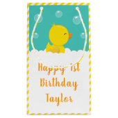 ゴムダッキー（アヒルちゃん）イエローアンドグリーンハッピーバースデー スモールペーパーバッグ (裏面)