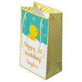 ゴムダッキー（アヒルちゃん）イエローアンドグリーンハッピーバースデー スモールペーパーバッグ (裏面アングル)