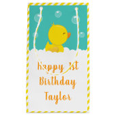 ゴムダッキー（アヒルちゃん）イエローアンドグリーンハッピーバースデー スモールペーパーバッグ (正面)
