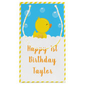 ゴムダッキー(アヒルちゃん)イエローアンドブルーハッピーバースデー スモールペーパーバッグ (裏面)