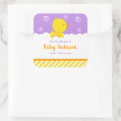 ゴムダッキー（アヒルちゃん）イエローパープルベビーライブラリ蔵書票 スクエアシール (バッグ)