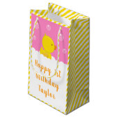 ゴムダッキー（アヒルちゃん）イエローピンクハッピーバースデー スモールペーパーバッグ (裏面アングル)
