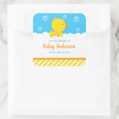 ゴムダッキー（アヒルちゃん）イエローブルーベビーライブラリ蔵書票 スクエアシール (バッグ)