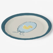 ゴムダッキー(アヒルちゃん)エレガントティール(緑がかった色)ブルーリボンベビーシャワー ペーパープレート (アングル)