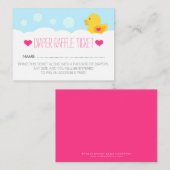 ゴムダッキー（アヒルちゃん）ガールベビーシャワーおむつラッフルチケット エンクロージャーカード (正面/裏面)