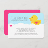 ゴムダッキー（アヒルちゃん）ガールベビーシャワー囲い エンクロージャーカード (正面/裏面)