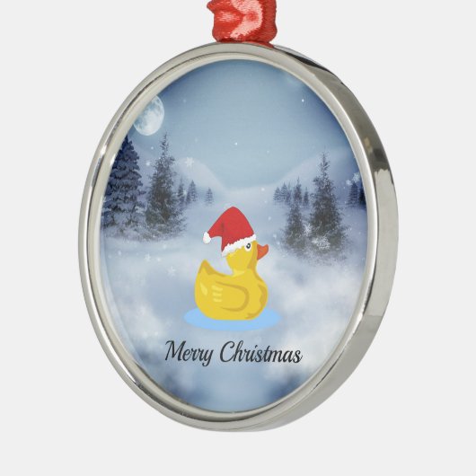 ゴムダッキー(アヒルちゃん)クリスマスグリーティング メタルオーナメント (左)