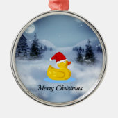 ゴムダッキー(アヒルちゃん)クリスマスグリーティング メタルオーナメント (正面)