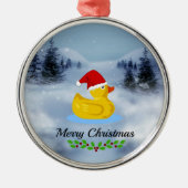 ゴムダッキー（アヒルちゃん）クリスマスグリーティング メタルオーナメント (正面)