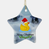 ゴムダッキー(アヒルちゃん)クリスマス(柊付き) セラミックオーナメント (右)