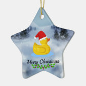 ゴムダッキー(アヒルちゃん)クリスマス(柊付き) セラミックオーナメント (左)
