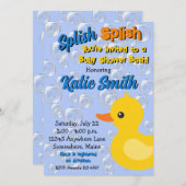 ゴムダッキー(アヒルちゃん)ダックバスベビーシャワー招待状 招待状 (正面/裏面)