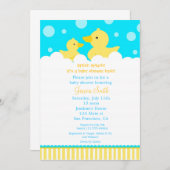 ゴムダッキー(アヒルちゃん)ダックベビーシャワー招待状 招待状 (正面/裏面)