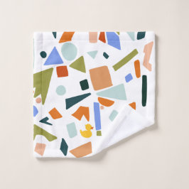 ゴムダッキー(アヒルちゃん)テラゾパターン バスタオルセット