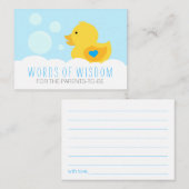 ゴムダッキー(アヒルちゃん)バブルバスボーイ赤ちゃんシャワーアドバイス アドバイスカード (正面/裏面)