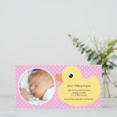 ゴムダッキー（アヒルちゃん）バブルフレーム新生児フォトカード 案内状 (スタンド正面)