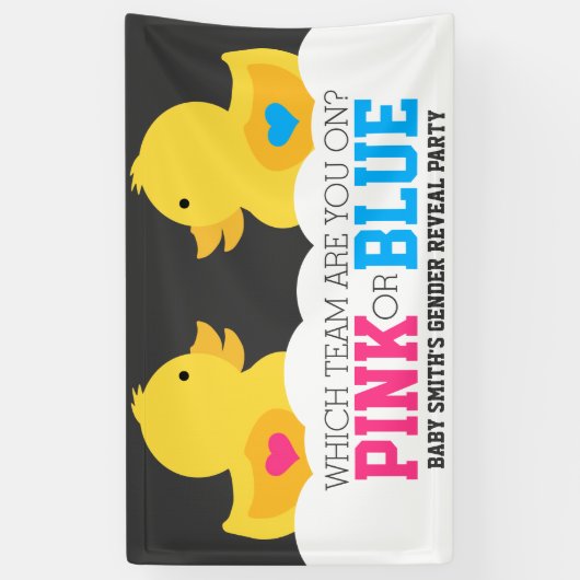 ゴムダッキー(アヒルちゃん)ピンクまたは青の性別の表示パーティー 横断幕 (縦)