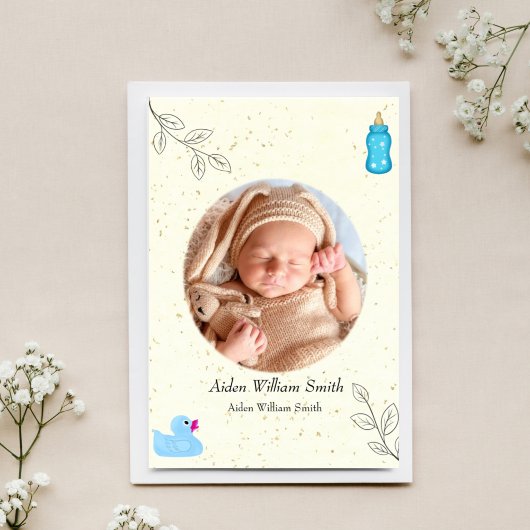 ゴムダッキー(アヒルちゃん)フローラ米紙ベビーのお知らせ 招待状