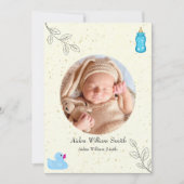 ゴムダッキー(アヒルちゃん)フローラ米紙ベビーのお知らせ 招待状 (正面)