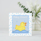 ゴムダッキー(アヒルちゃん)ブルーベビーシャワー招待状 招待状 (スタンド正面)