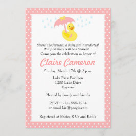 ゴムダッキー（アヒルちゃん）ベビーガールシャワー招待状カスタマイズ-  招待状