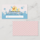 ゴムダッキー(アヒルちゃん)ベビーガールピンクおむつラッフルチケット エンクロージャーカード (正面/裏面)