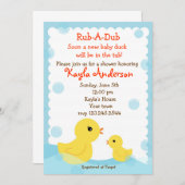 ゴムダッキー(アヒルちゃん)ベビーシャワー招待状 招待状 (正面/裏面)