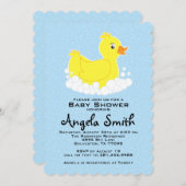 ゴムダッキー(アヒルちゃん)ベビーシャワー斜面式 招待状 (正面/裏面)