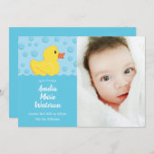 ゴムダッキー(アヒルちゃん)ベビー誕生のお知らせ 招待状 (正面/裏面)