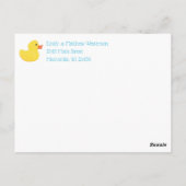 ゴムダッキー（アヒルちゃん）ベビー誕生発表 ポストカード (裏面)