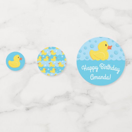 ゴムダッキー（アヒルちゃん）第1誕生日パーティーキッズベビー コンフェッティ (裏面)
