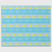 ゴムダッキー(アヒルちゃん)第1誕生日パーティーキッズベビー ラッピングペーパー (フラット)