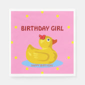ゴムダッキー（アヒルちゃん）誕生日ガール スタンダードランチョンナプキン (正面)