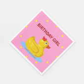 ゴムダッキー（アヒルちゃん）誕生日ガール スタンダードランチョンナプキン (角)