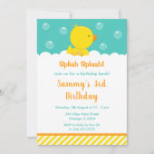 ゴムダッキー（アヒルちゃん）誕生日パーティーイエローアンドグリーン 招待状 (正面)