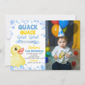 ゴムダッキー(アヒルちゃん)誕生日招待状 招待状 (正面)