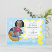 ゴムダッキー（アヒルちゃん）誕生日招待状（2枚） 招待状 (スタンド正面)